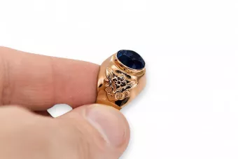 Žiedas Vintažinis stilius Sapyras Originalus 14k rožinio aukso vintage vrc078r